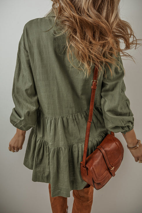 tiered-collared-neck-balloon-sleeve-shirt-dress OhSoStyled - Sophia's Style-3